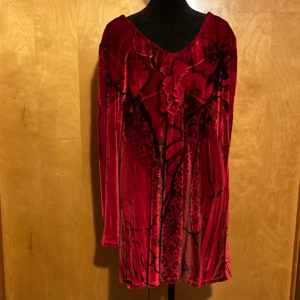 The Pyramid Collection Crimson Velvet Blouse